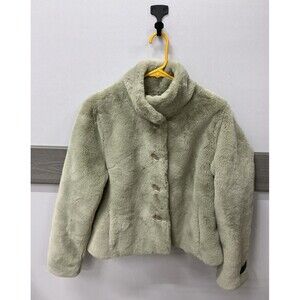 Rino & Pelle Vie SIngle Breasted Faux Fur Jacket Green Ash Women's Size 38 Teddy